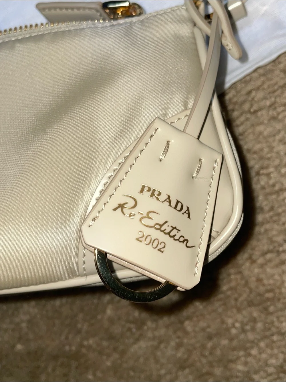 Prada Neutral Tessuto Nylon Re-Edition 2002 2023 with Dust Bag Authenticity Card